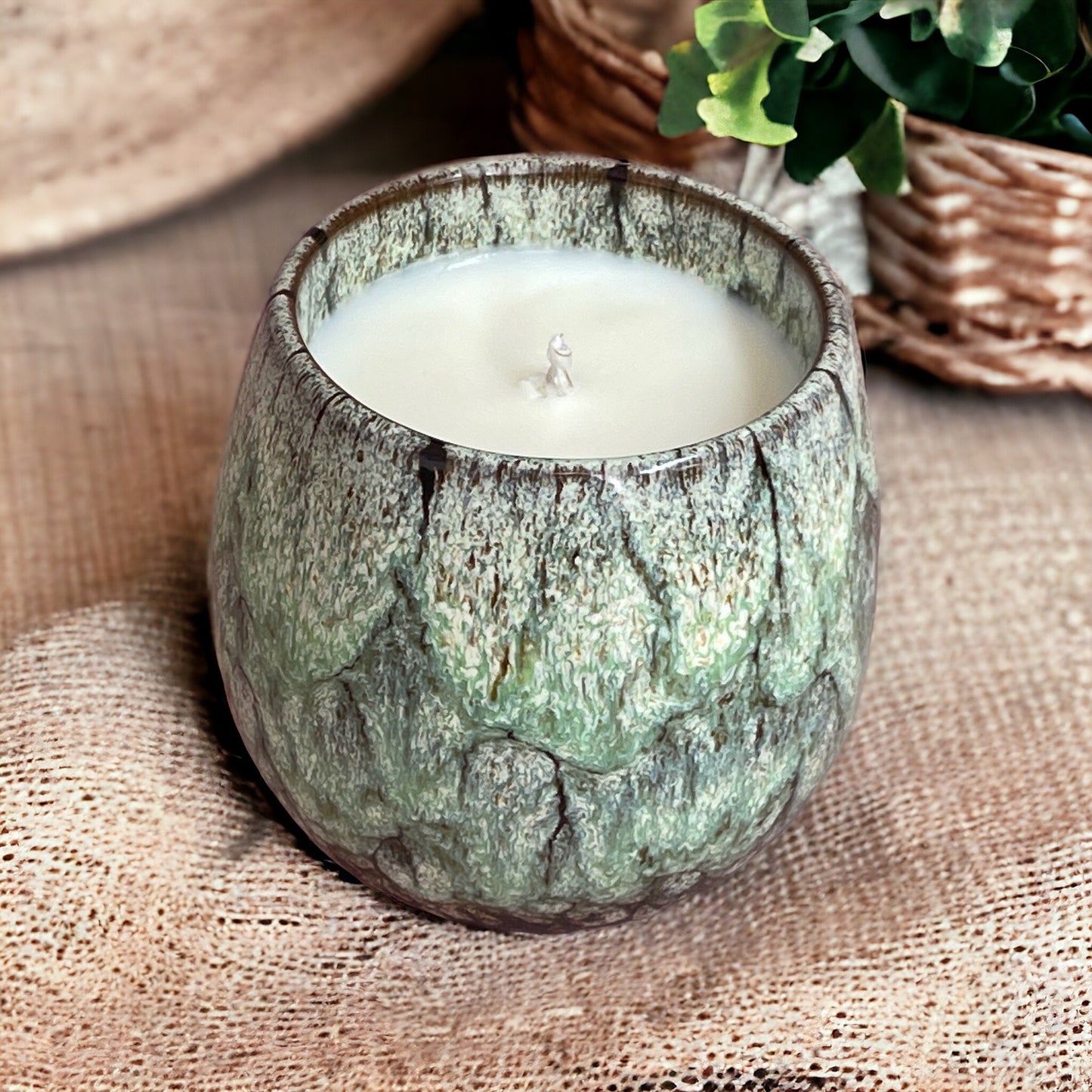 Reconnect to You natural aromatherapy candle for relaxation and emotional balance in reusable ceramic coffee cup