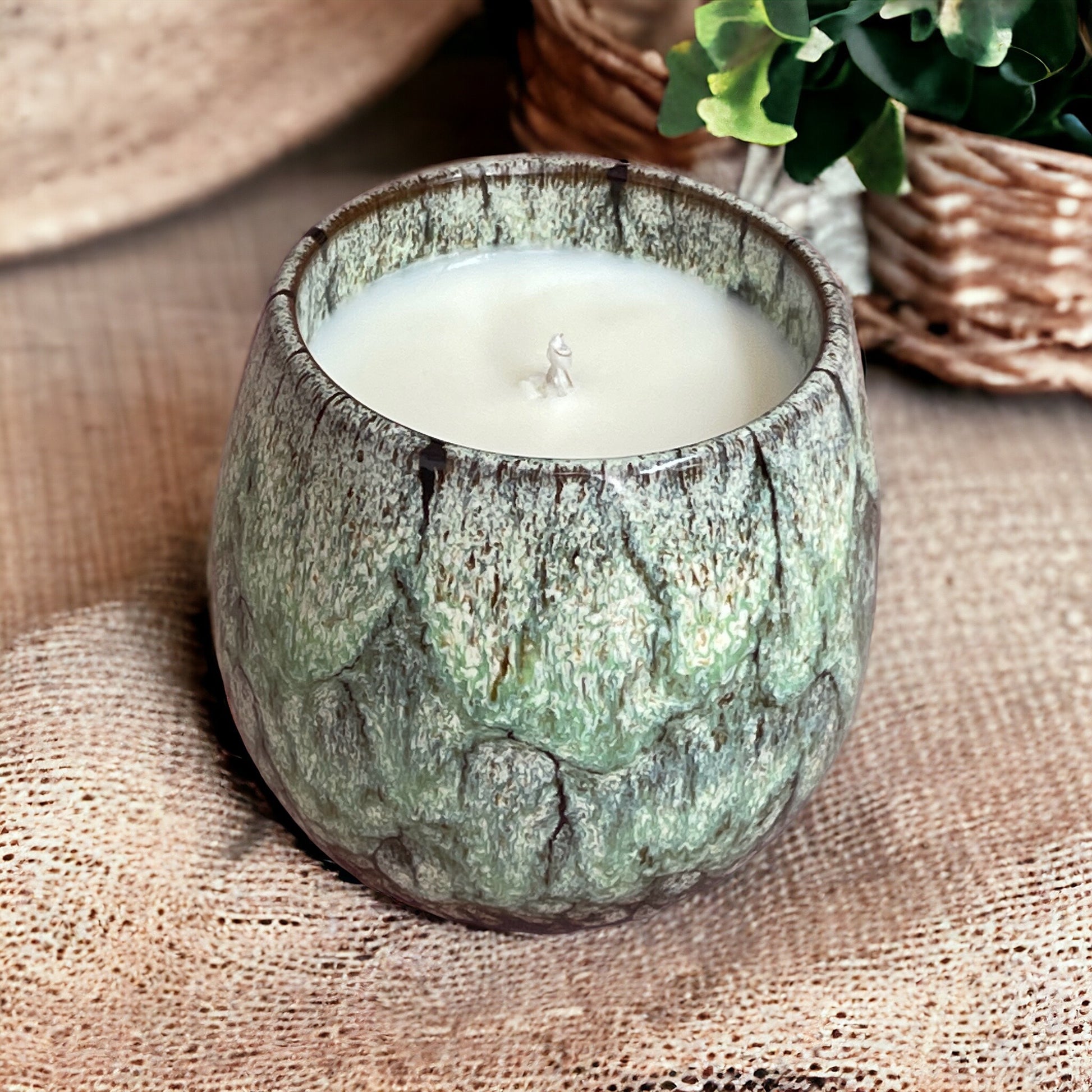Reconnect to You natural aromatherapy candle for relaxation and emotional balance in reusable ceramic coffee cup