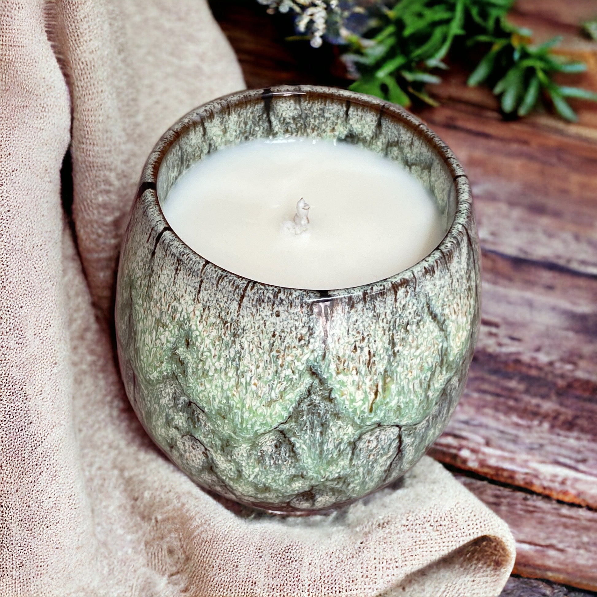 Reconnect to You aromatherapy candle lit, promoting inner calm, emotional healing, and self-connection