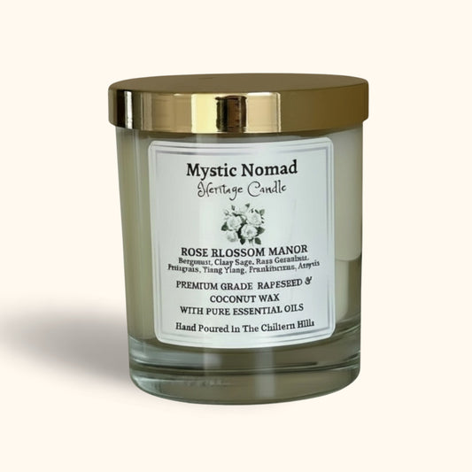 Rose Blossom Manor - Rose Geranium and  Clary Sage Aromatherapy Candle