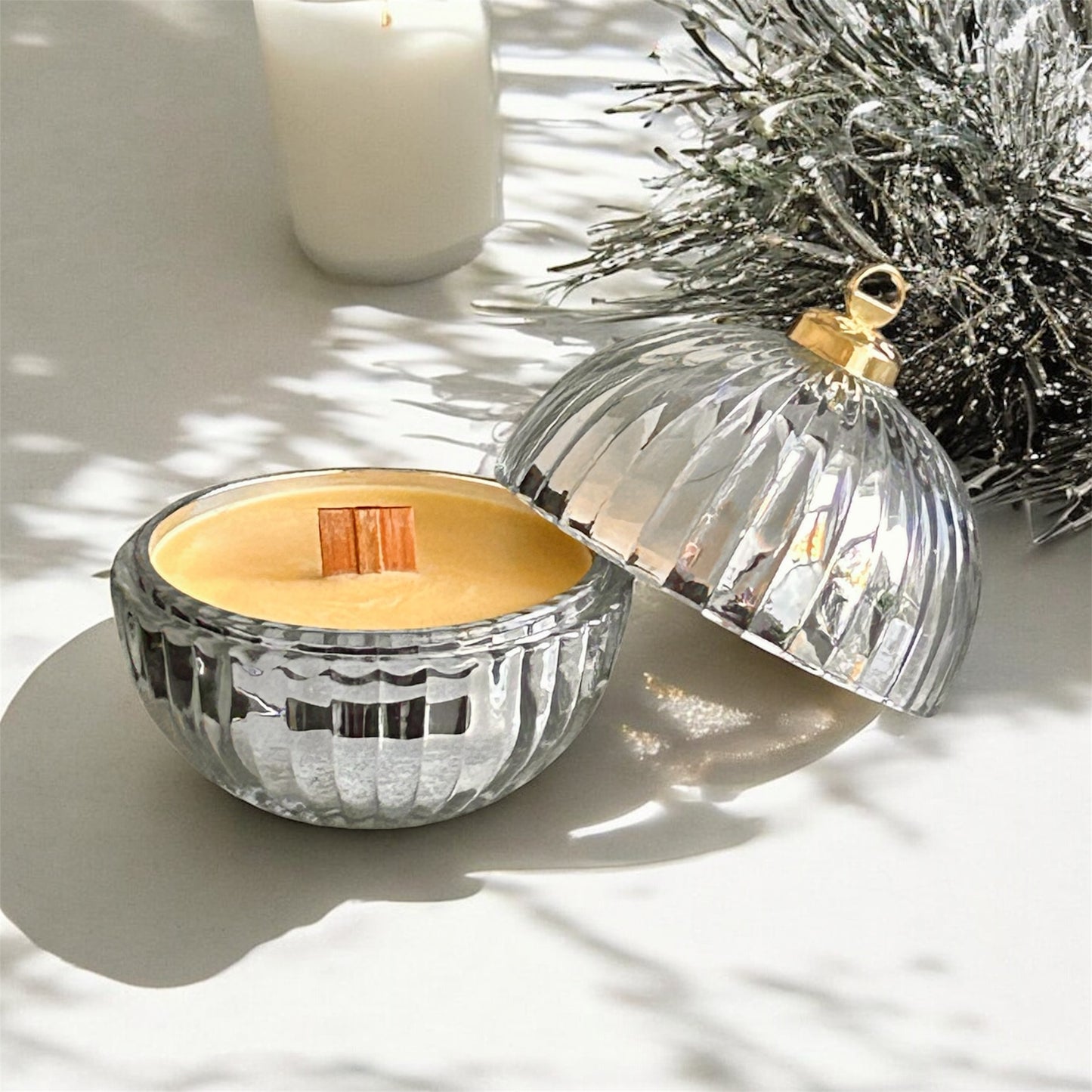 Festive Bakery - Silver Bauble Candle