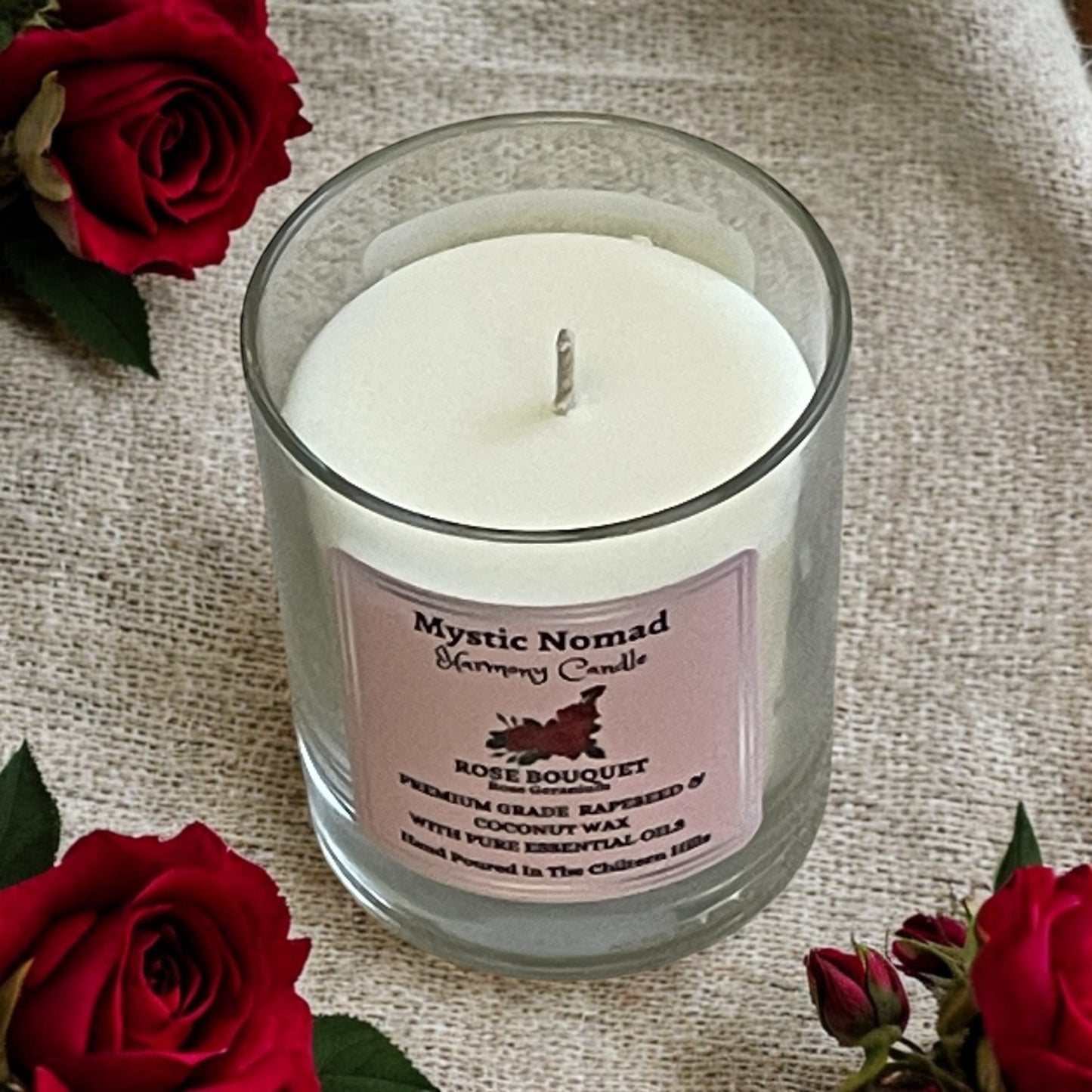 Rose Scented candle with rose geranium essential oils aromatherapy candle