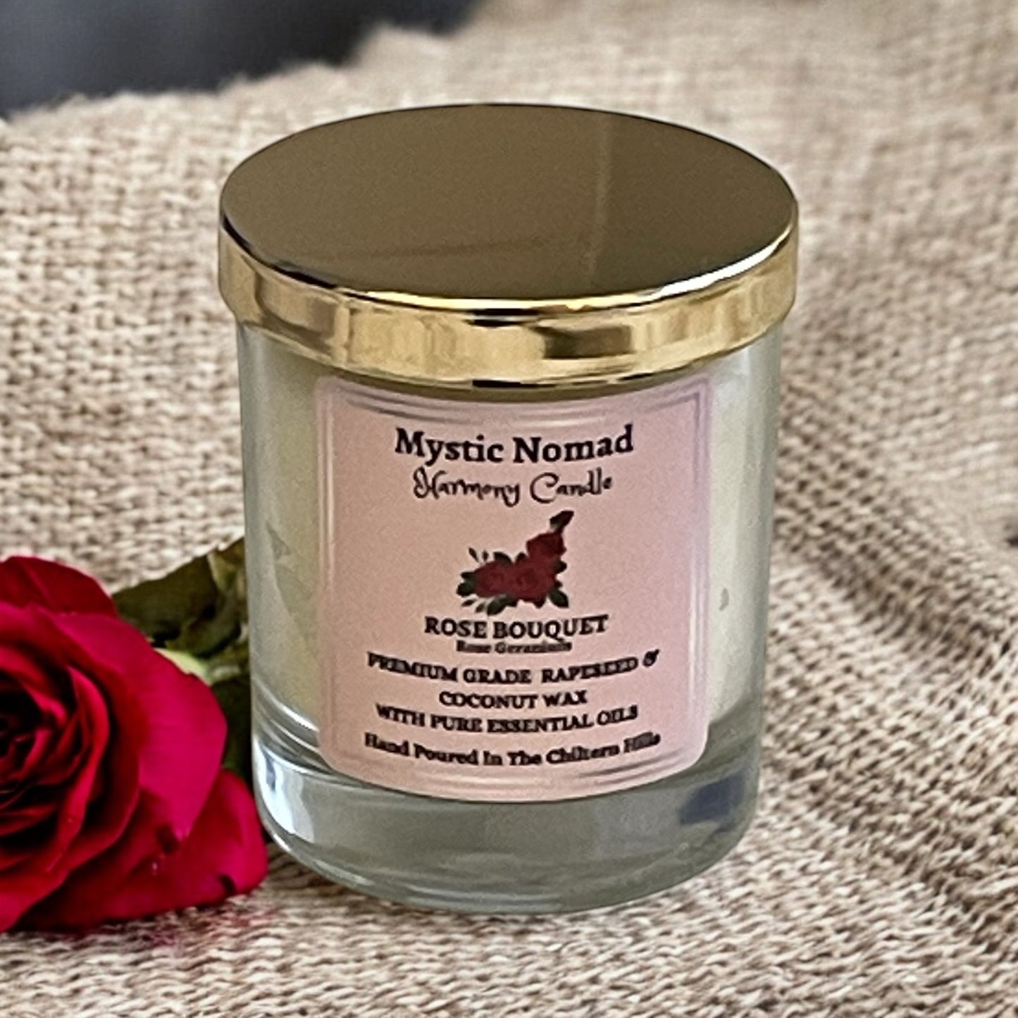 rose scented candle with rose geranium essential oils aromatherapy candle