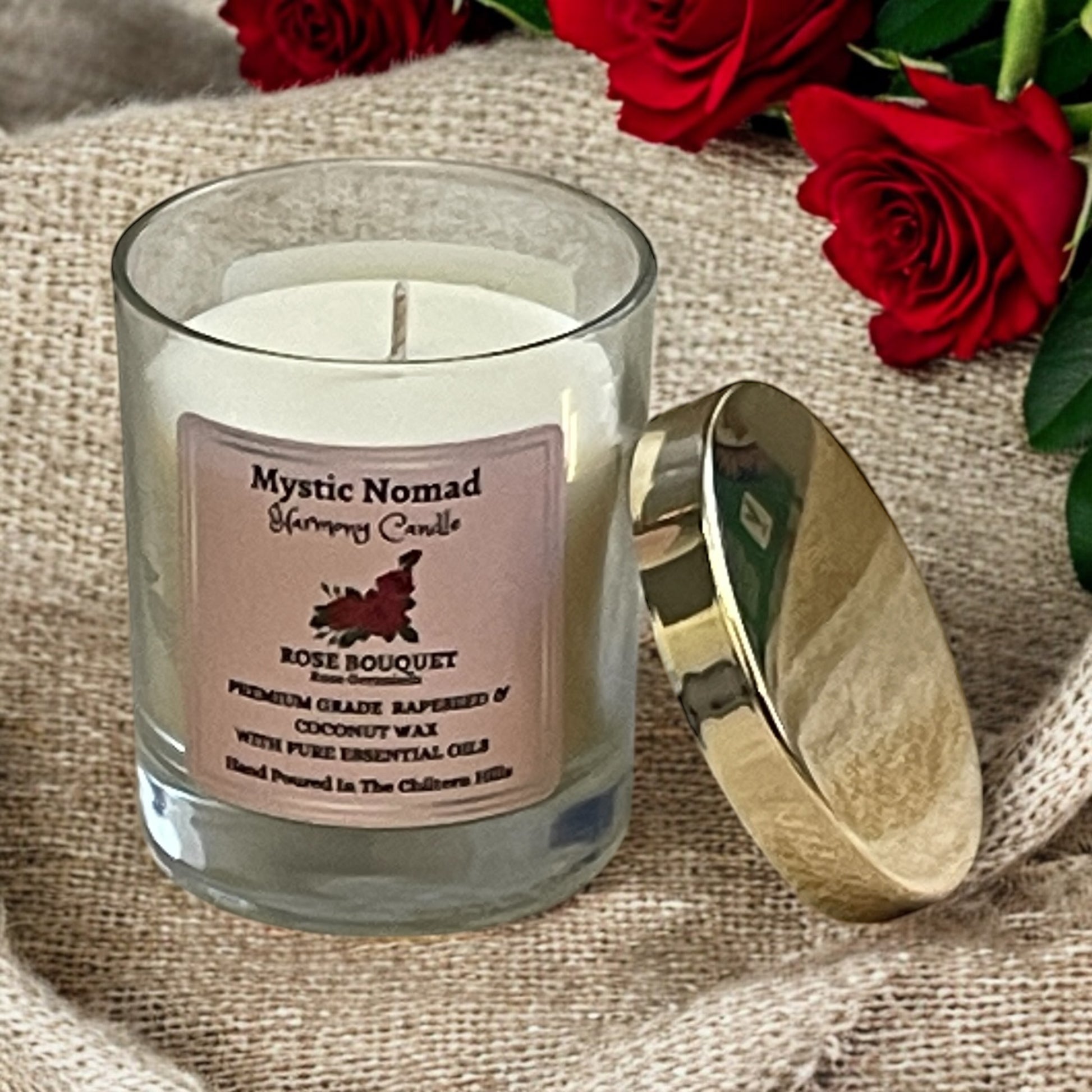 Rose Scented candle with rose geranium essential oils aromatherapy candle