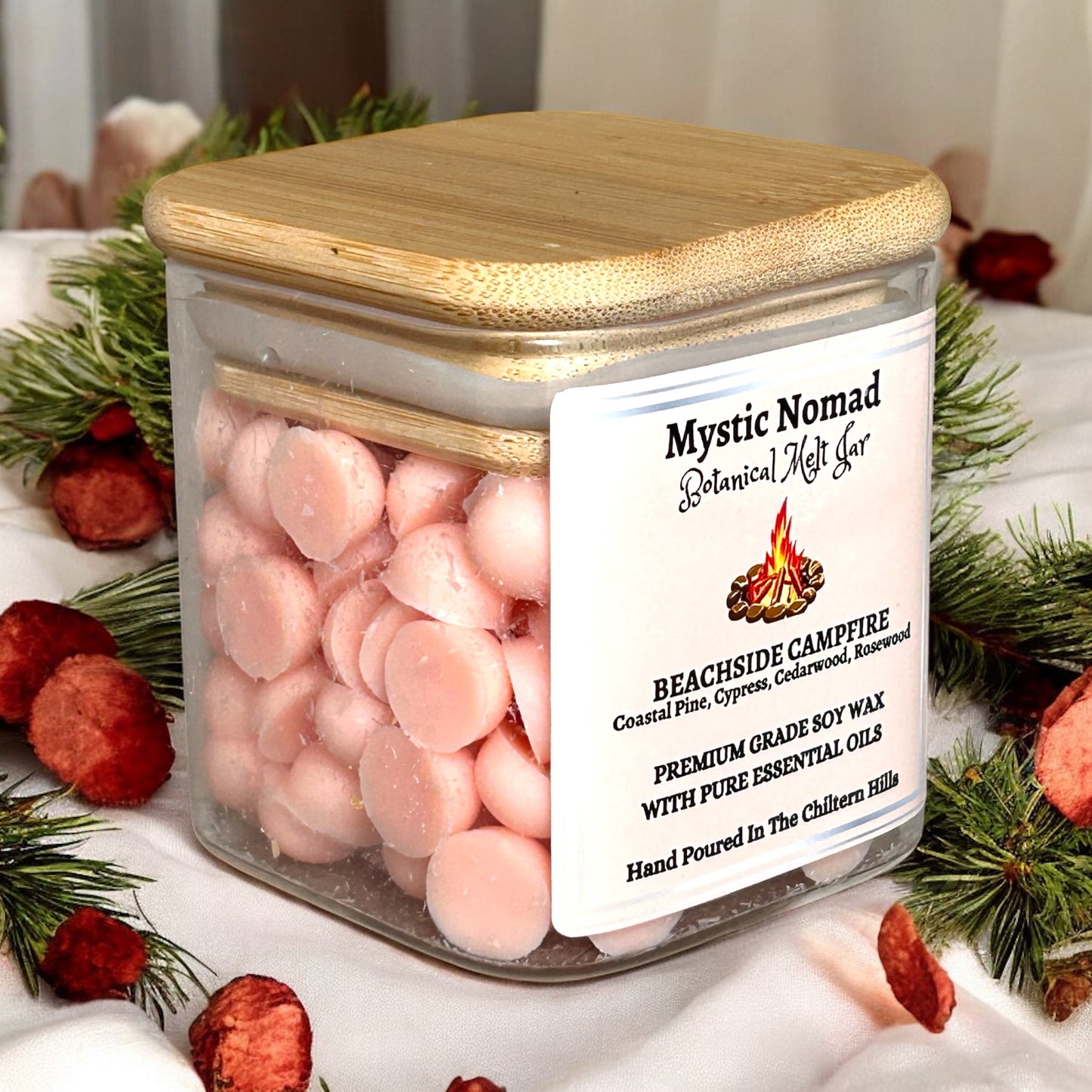 Smoky-woody aromatherapy wax melts for grounding and relaxation