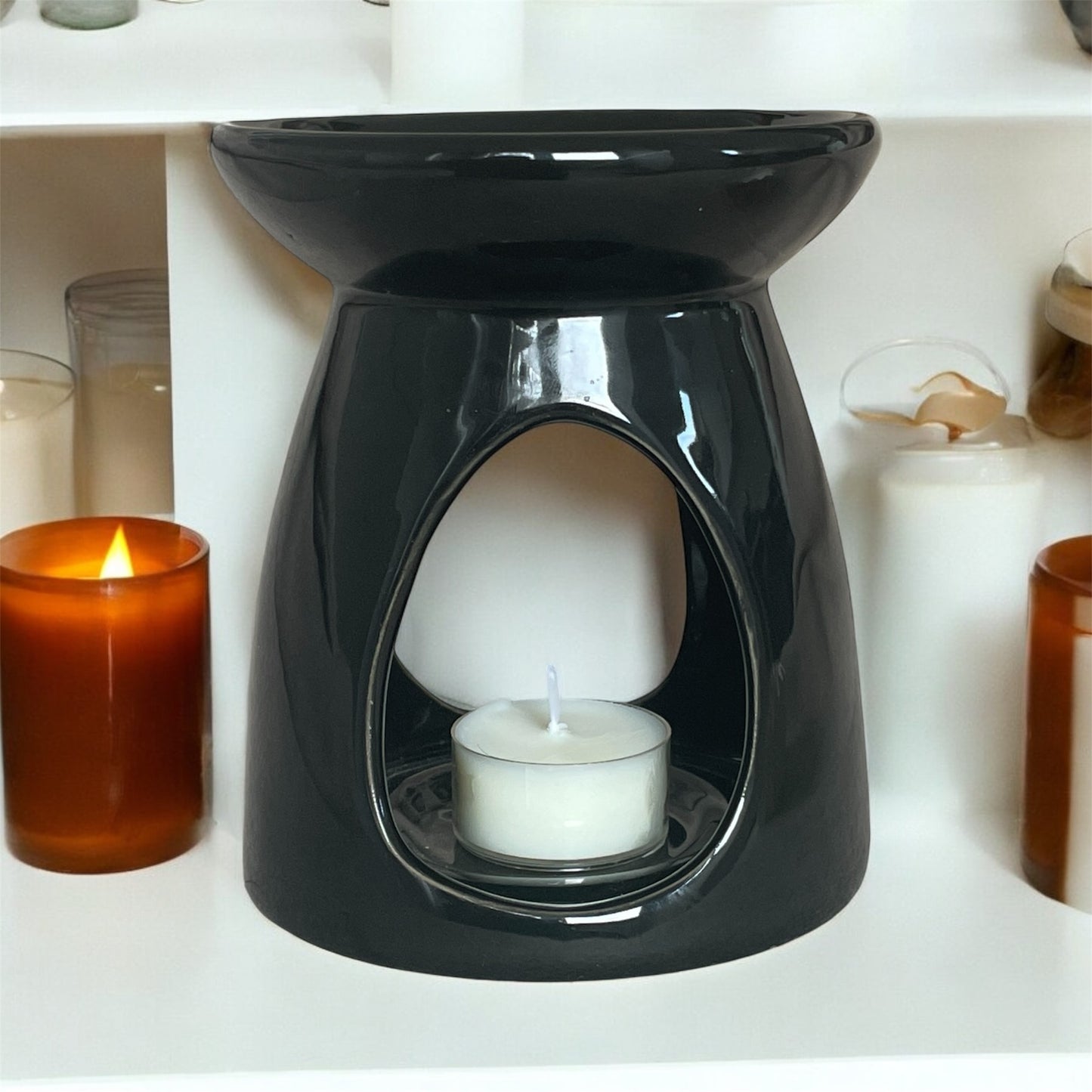 black ceramic burner for essential oils wax melts