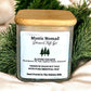 Alpine Escape botanical wax melts jar by Mystic Nomad with grounding forest aromatherapy blend