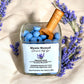 Open jar of Dream Mist botanical wax melts showing natural soy melts inside