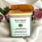 Top view of Mystic Nomad Woodland Walk botanical wax melts jar with bamboo lid and eco-luxe design.