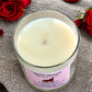 Top view of Rose Bouquet aromatherapy candle, showing unlit cotton wick and natural floral wax surface.