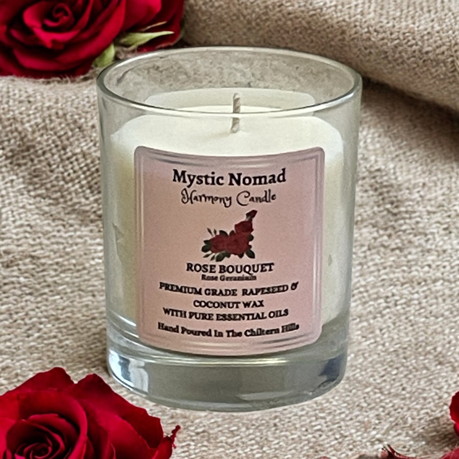 Rose Scented candle with rose geranium essential oils aromatherapy candle