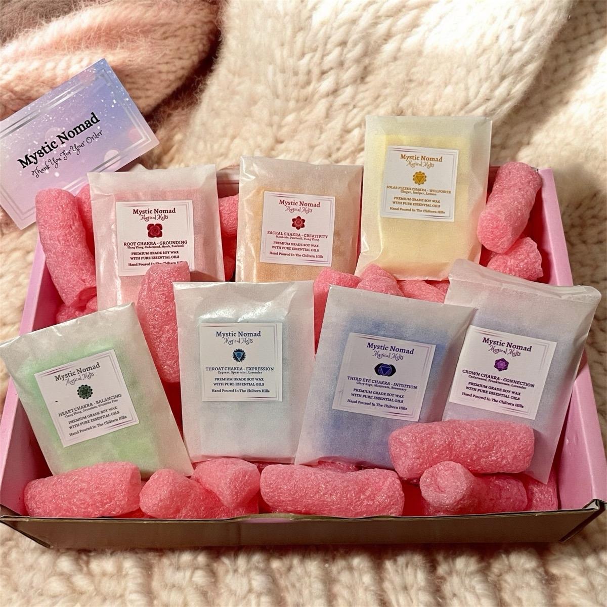 set of seven essential oils wax melts in gift box