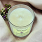 Top view of the Wildflower Meadow aromatherapy candle, hand-poured with lavender, clary sage, rose geranium, mint and thyme essential oils.