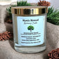 Woodland Walk aromatherapy candle in luxury Italian glass jar with gold lid, hand-poured eco-friendly candle with fir, cedarwood, and vetiver essential oils.